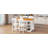 60"Lx30"W Solid Wood Farmhouse Counter Height Dining Table Set With 3-Tier Storage Shelves, Upholstered Dining Chairs For 4, 5-Piece-2020556280