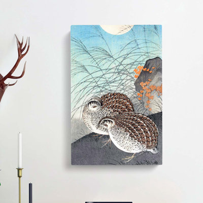 Two Quails by Ohara Koson - Wrapped Canvas