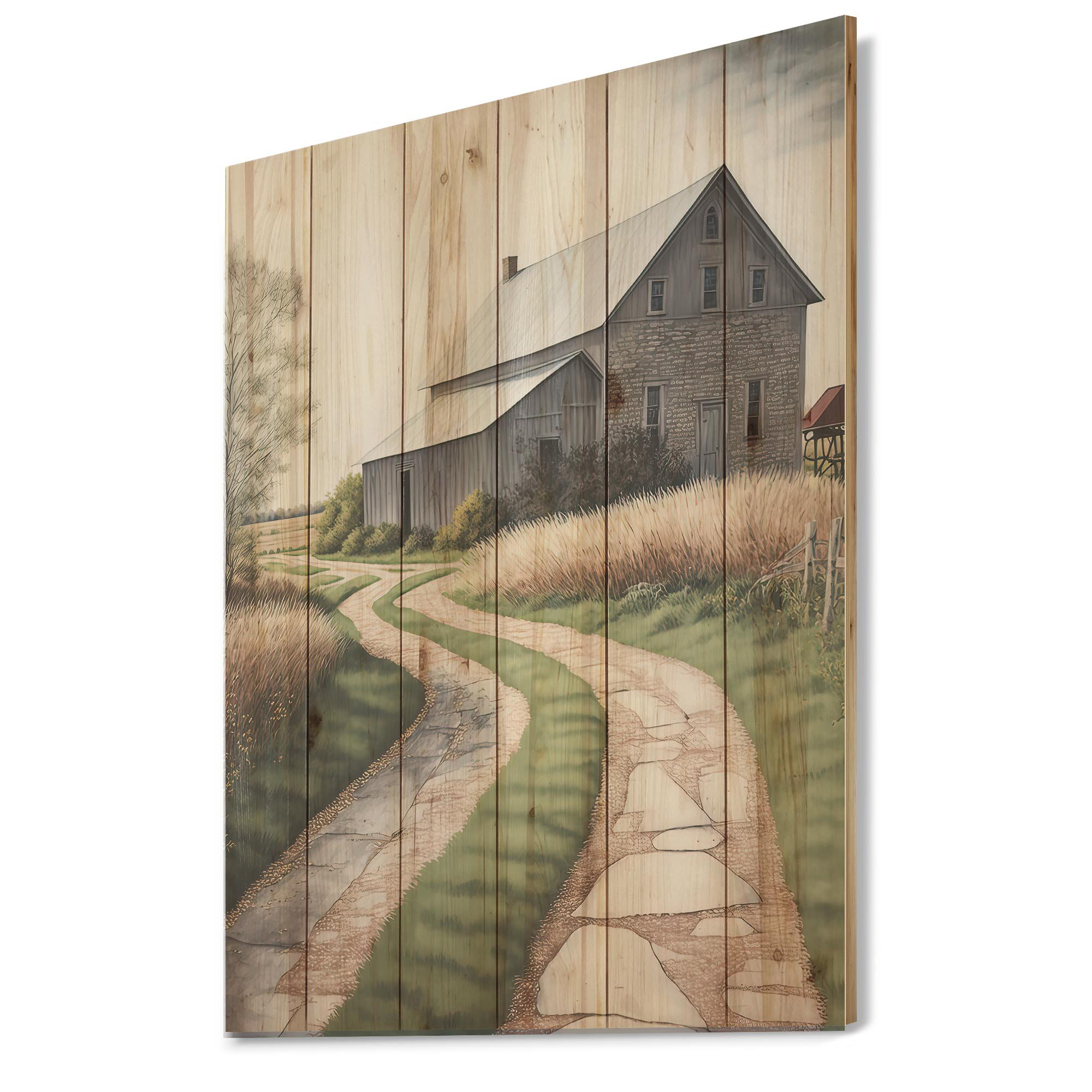 August Grove® Charming Cabin And Path II - Country Wood Wall Art ...