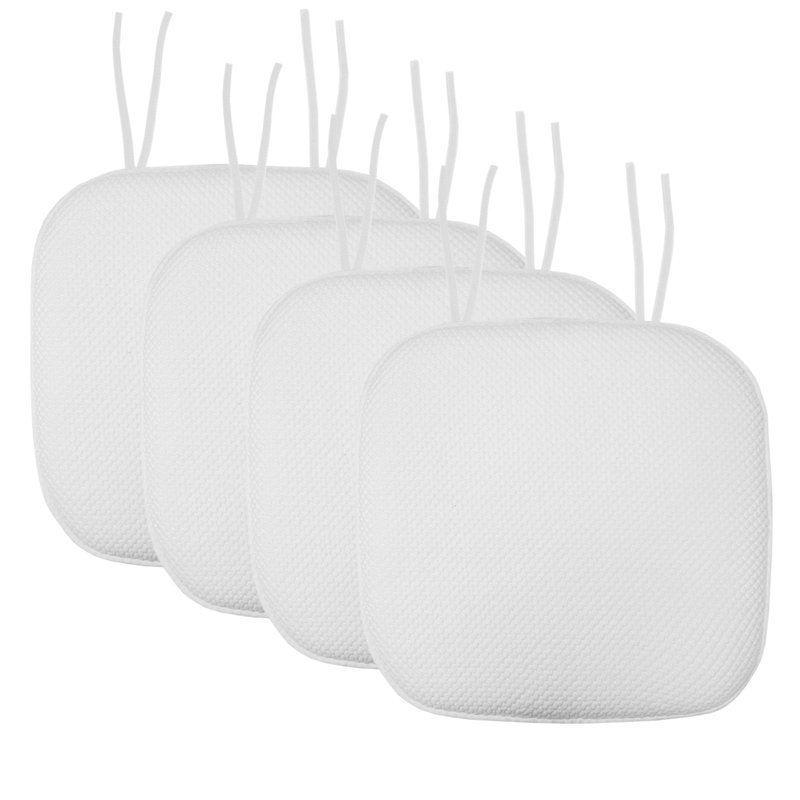 Coussin de chaise antidérapant en mousse à mémoire de forme 16 po x 16 po avec attaches Honeycomb, 6, Blanc