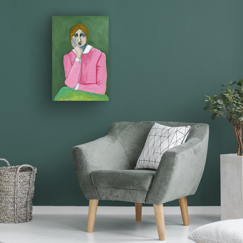 Dame rétro en rose sur toile