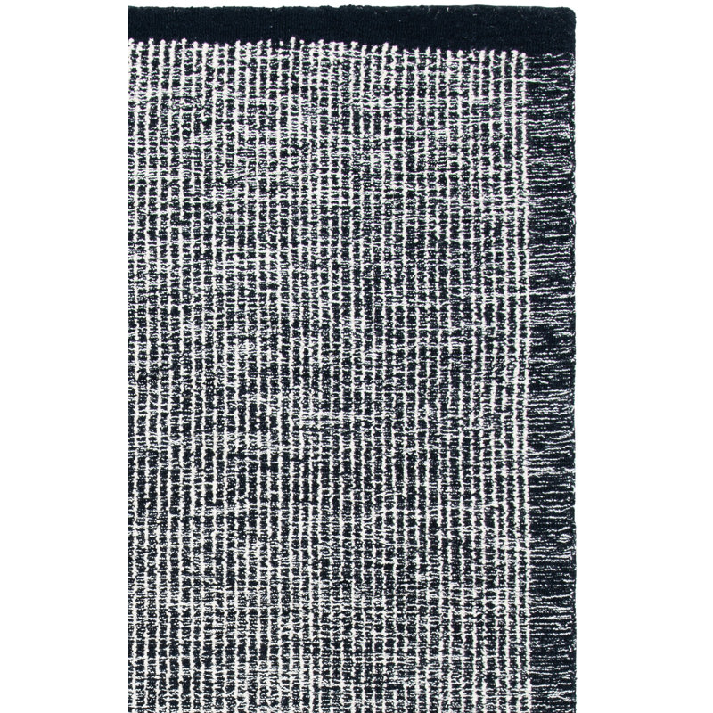 Metro Hand Tufted Wool/Cotton Rug in Ivory/Black, Rectangle 8' x 10'