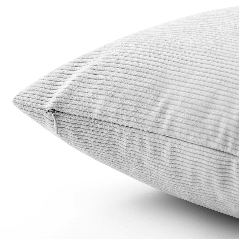 Striped Crushed Velvet Cushion Cover (Set Of 2) , White