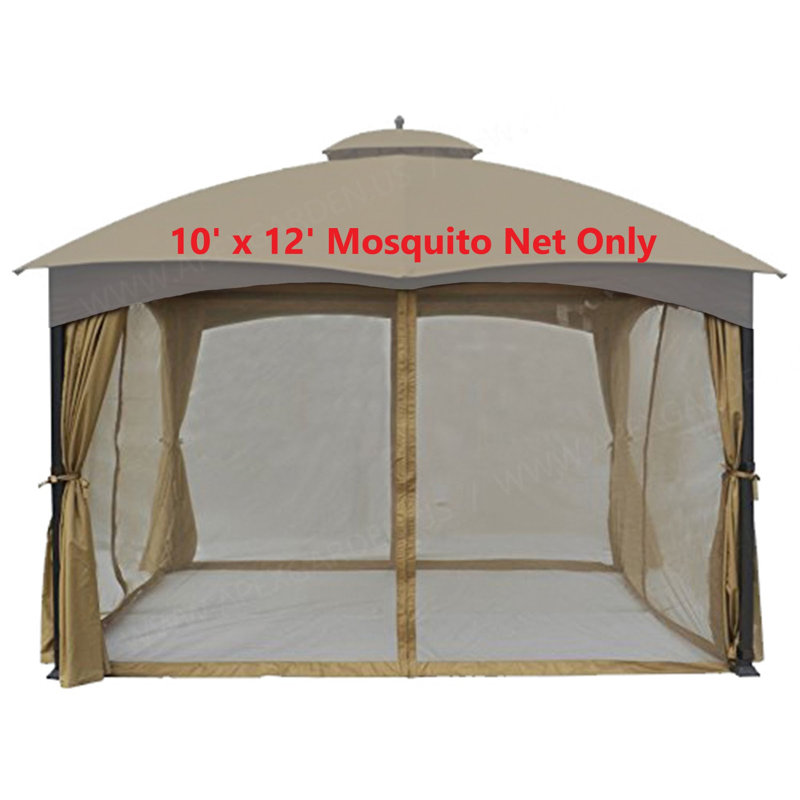 Beige Weather-Resistant Polyester Mosquito Netting for 10' x 12' Gazebo