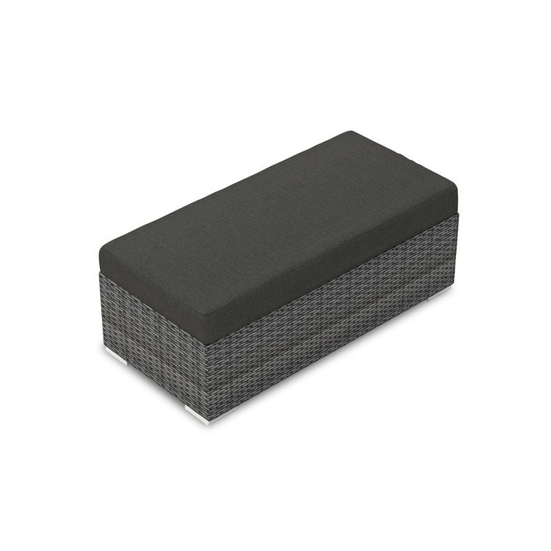 Repose-pieds double avec coussin Sunbrella Suffern, Toile gris anthracite Sunbrella®, Fève de café