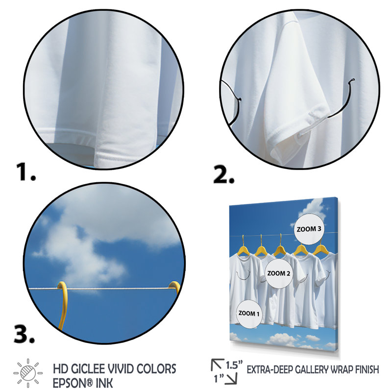 «Minimalist Laundry Hanging Out Smily Tshirt 1», art mural de lessive, H 32 po x l 24 po x P 1 po