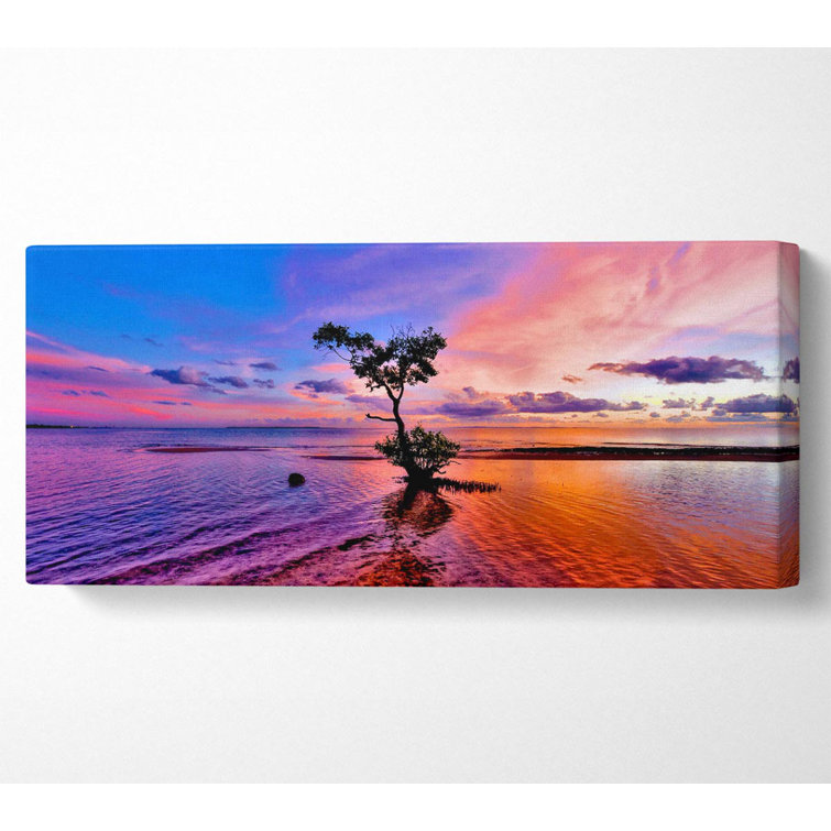 Ocean Tree Dusk - Wrapped Canvas Art Prints