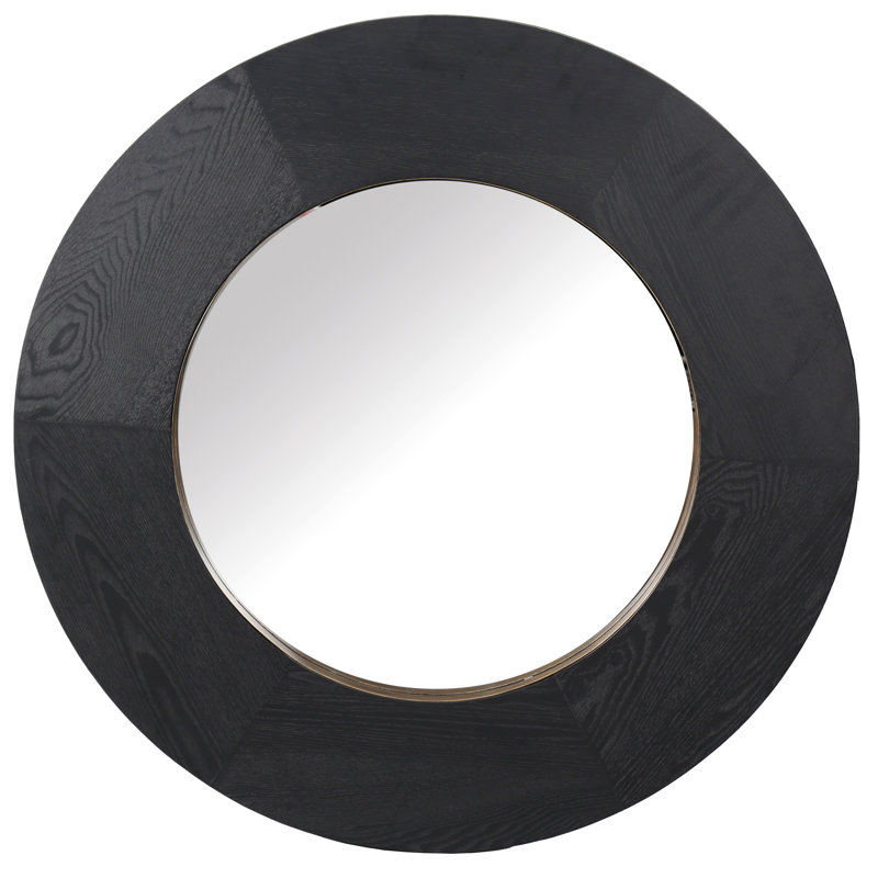 Netta Round Wood Mirror, Black