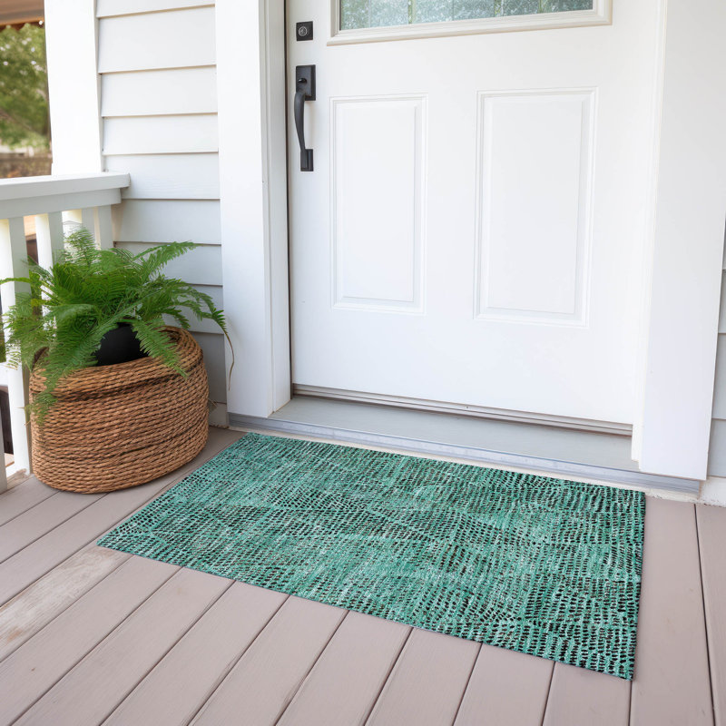 Jurnee Washable Geometric Indoor / Outdoor Rug, Rectangle 1'8" x 2'6"