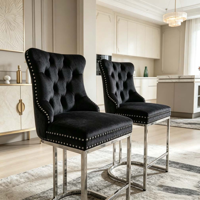 Ensemble de tabourets de bar 25 po, Black