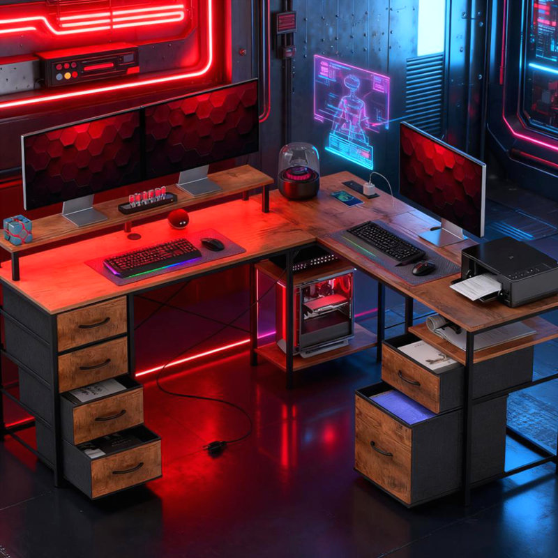 Bureau d'angle avec tiroir classeur
