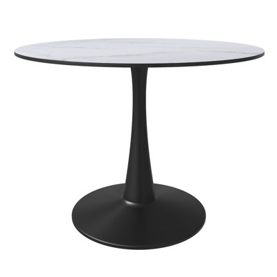 Modern Round Pedestal Dining Table with Durable MDF Wood Top and Sturdy Steel Base – Perfect for Kitchens and Dining Rooms