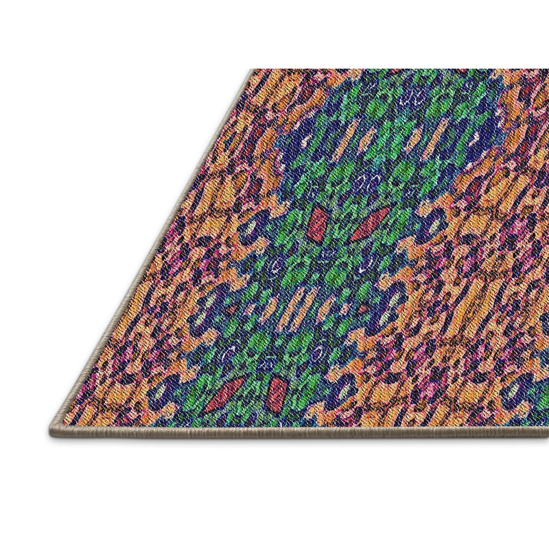 Tapis rouge/vert à motifs, Rectangle 8 pi x 10 pi