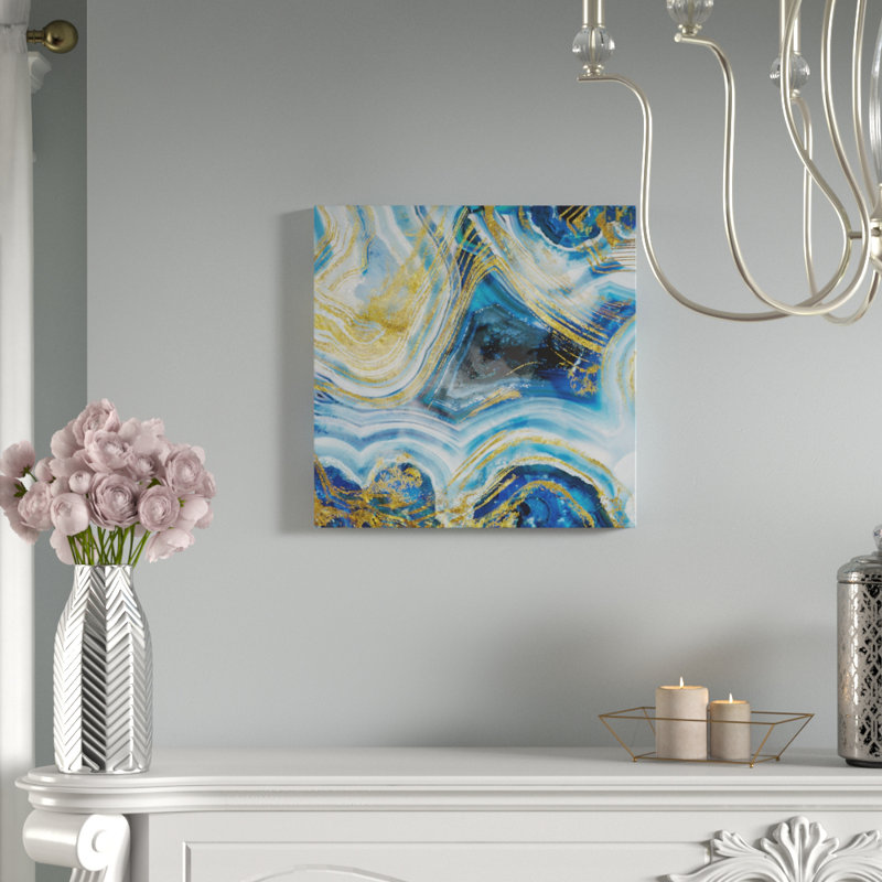 Touch of Gold Agate I - reproduction d'art, H 16 po x l 16 po x P 1,5 po, Toile tendue