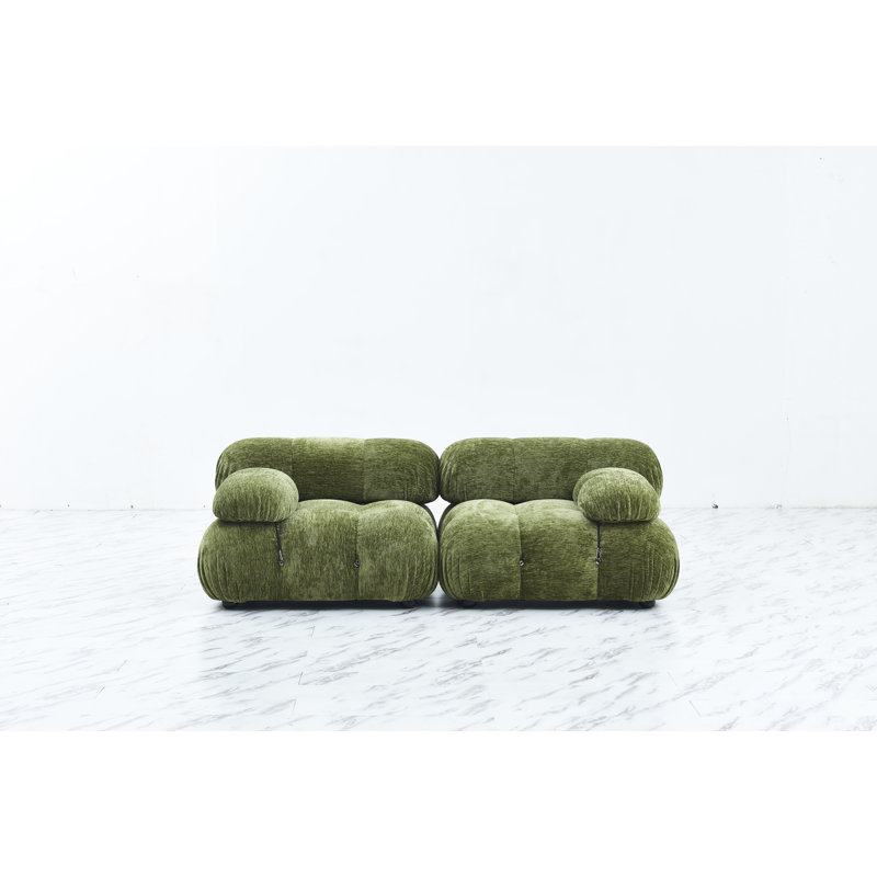 Leeven Upholstered 76'' Loveseat, Olive Chenille, 26.7" H x 76" W x 38" D