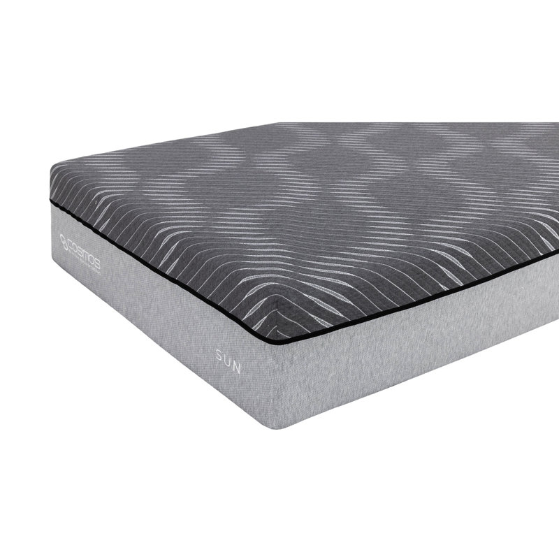 Matelas de 14 pouces pour grand lit, couches à ressorts et en mousse à mémoire de forme, housse souple grise de taille compacte, tressée