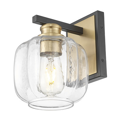 Applique murale 1 lumière en laiton noir mat 6,5 po avec globe en verre transparent Veronica