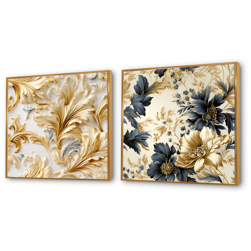 Kellum - Ensemble de 2 reproductions d'art sur toile, Cadre flottant doré, H 16 po x l 33 po x P 1 po