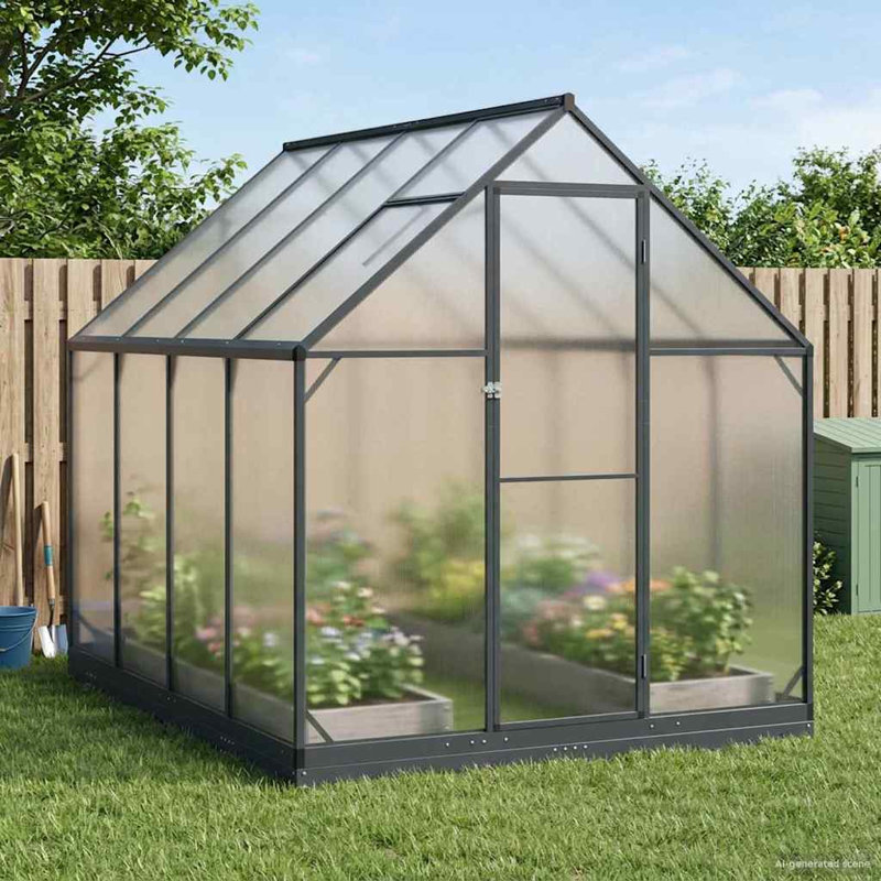 vidaXL Garden Greenhouse Anthracite Aluminum and Galvanised Steel Outdoor, 207cm H x 183.5cm W x 243.5cm D