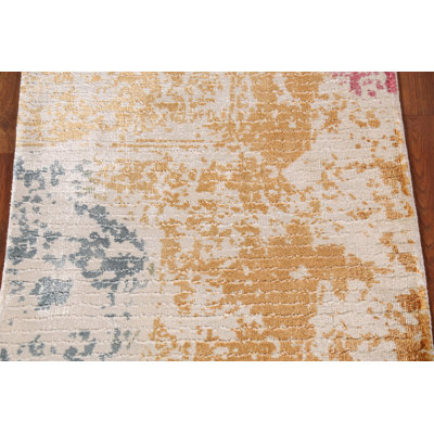 Handmade Gold Abstract Contemporary Rug 2x3