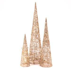 The Holiday Aisle® 3 Piece Lighted Holiday Cone Set & Reviews | Wayfair