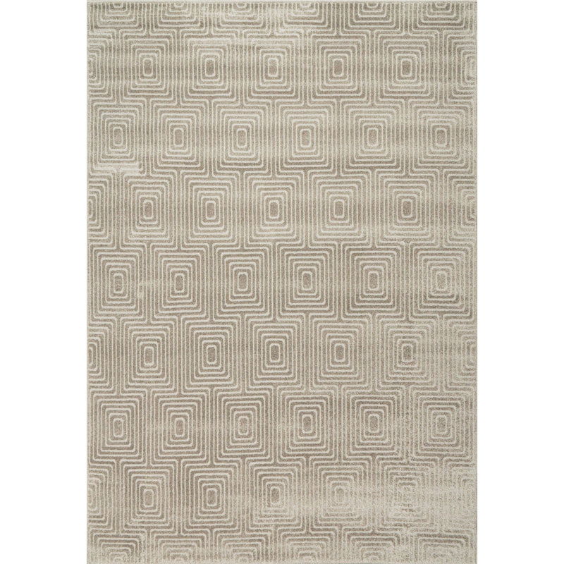 Tapis gris à motif géométrique Kemilly, Rectangle 7 pi 10 po x 10 pi 10 po