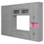 Lit escamotable gris simple avec meuble télé, tiroirs et tablettes, armoire murale peu encombrante-496066282