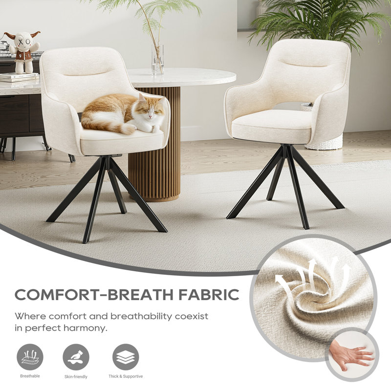 51cm H Fabric Upholstered Metal Upholstered Back Armchair in Beige, Beige