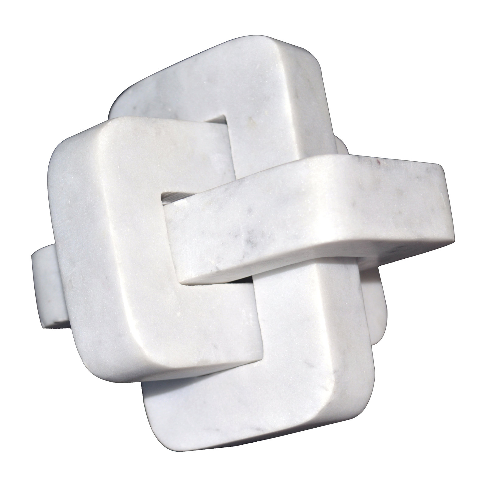 5" W Marble Interlocking Abstract Sculpture, White
