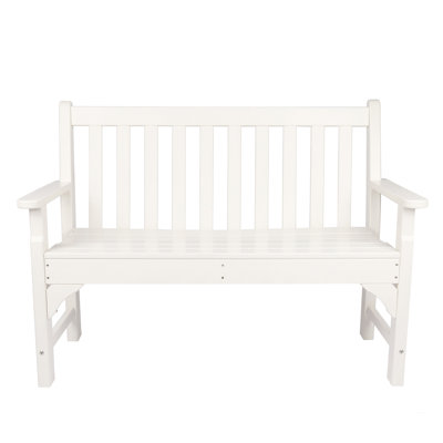 Oxford 48.5 in. 2-Person Ivory Plastic Outdoor Bench