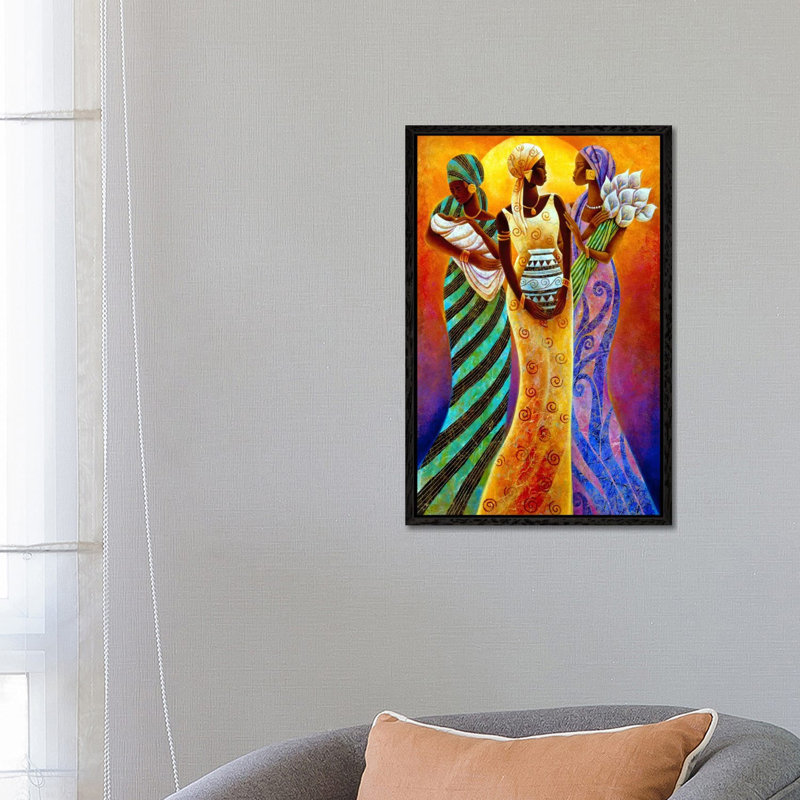 Sisters Of The Sun by Keith Mallett - Print on Canvas, Black Framed Canvas, 66.04 cm H x 45.72 cm W