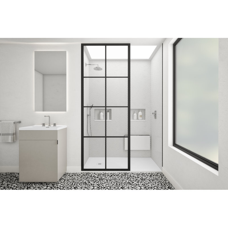 Feel 48'' W 48'' D Square Shower Base, Concrete White