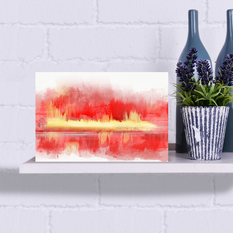«Red Inferno», art moderne abstrait, paysage naturel, H 12 po x l 18 po