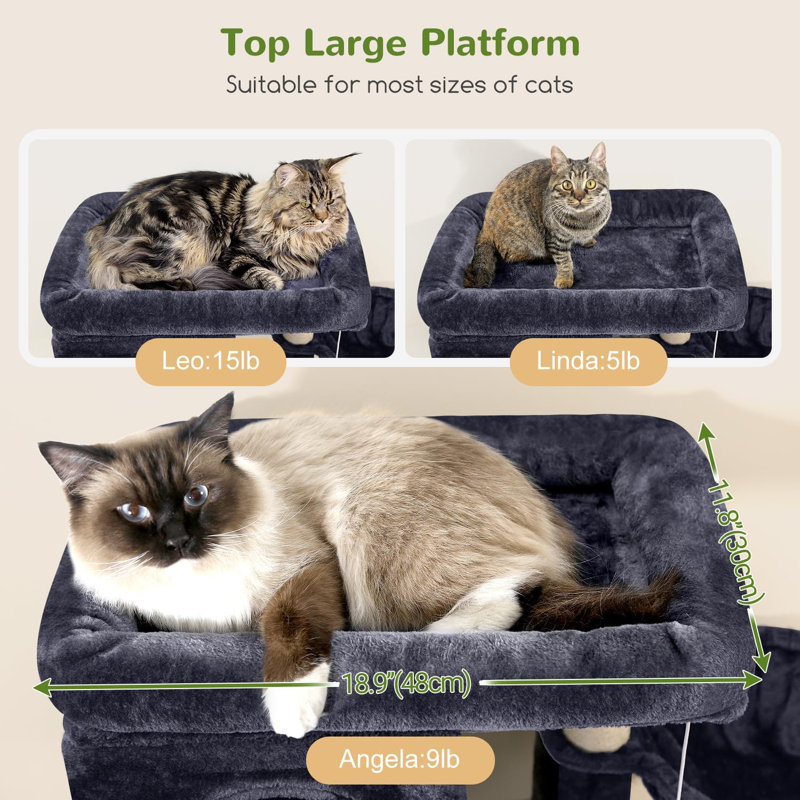 Corner Cat Tree 66 inch Multi-Level Climbing Tower Kitty Condos Cat Scratching Tower for Indoor