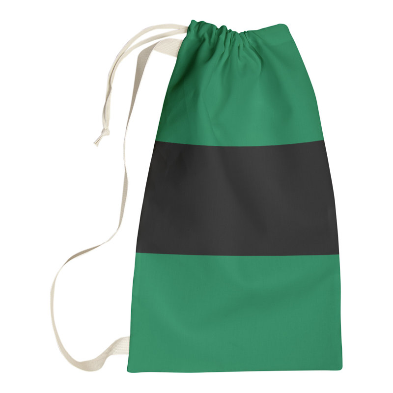 Boston Fabric Laundry Bag with Handles, Large ( 36" x 28" x 1.5"), Green/Black/Green