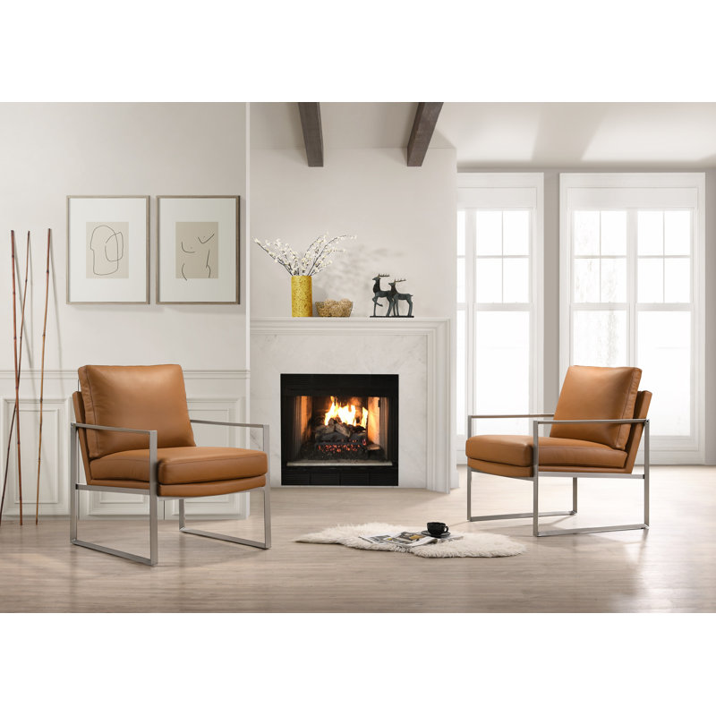 Tristani Leather Armchair, Saddle Genuine Leather