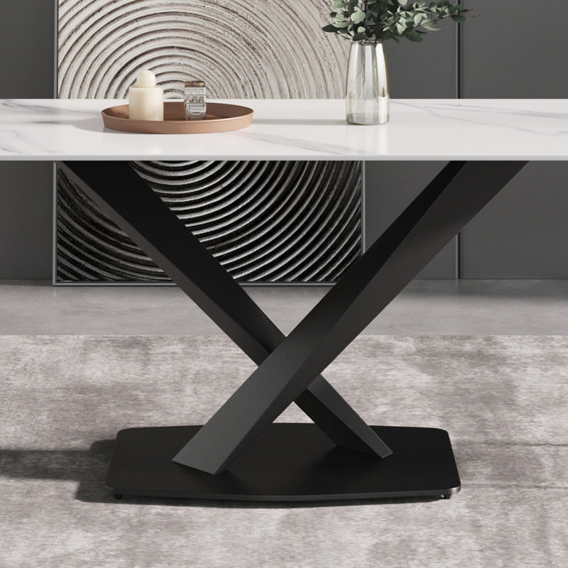 Table de salle à manger à 63 pieds en métal noir 63 po