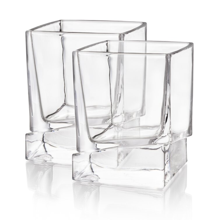 JoyJolt Carre 2 - Piece 10oz. Glass Whiskey Glass Glassware Set