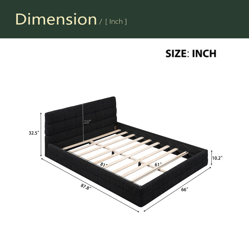 Grand lit plateforme tapissier, Noir