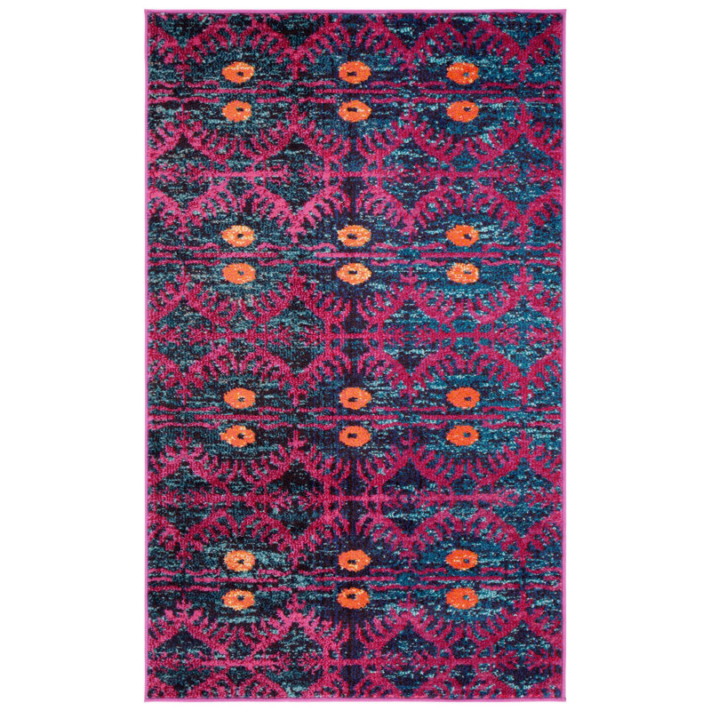 Isabea Ikat Pink Area Rug, Rectangle 3' x 5'
