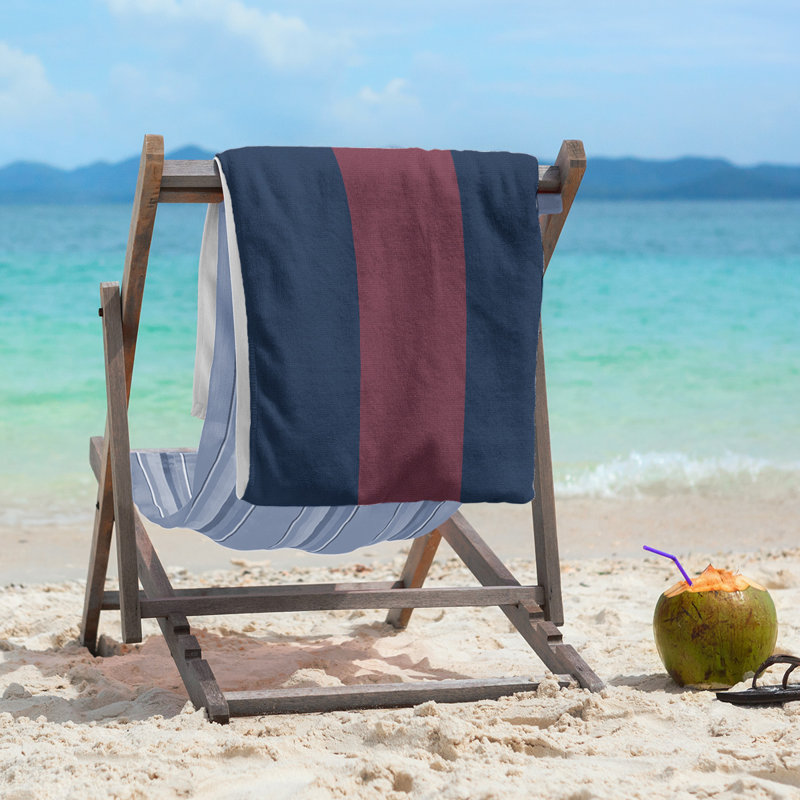 Lightweight Beach Towel, Navy Blue/Wine