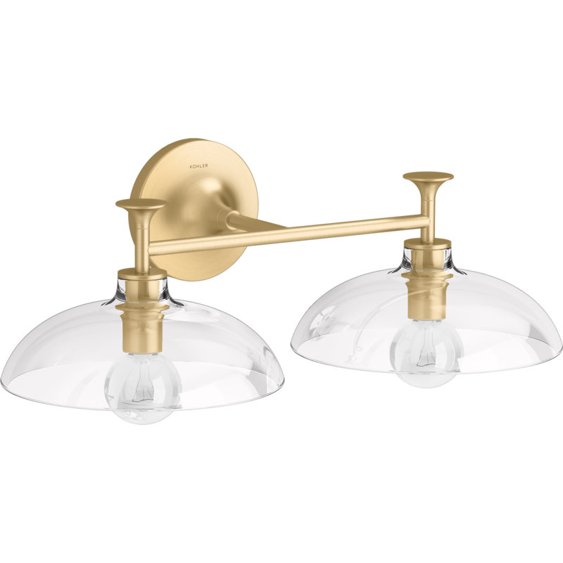Tone 2 Light Indoor Bathroom Vanity Light Fixture, UL Listed, Brushed Moderne Brass