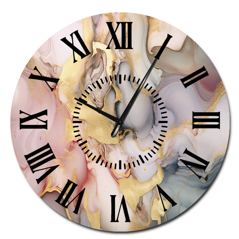 Horloge murale grise et rose Tender, Surdimensionné