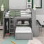 Lit mezzanine double au-dessus de simple Jemma Kids avec lit simple autoportant, tablettes, bureau-507281303