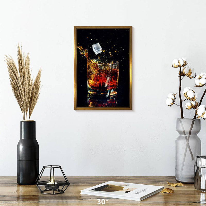 Iced Whiskey, 9" x 13", Floating Frame Gold