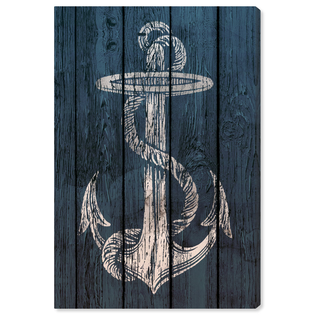 Blue Weathered Anchor Nautical and Coastal - Graphic Art Print