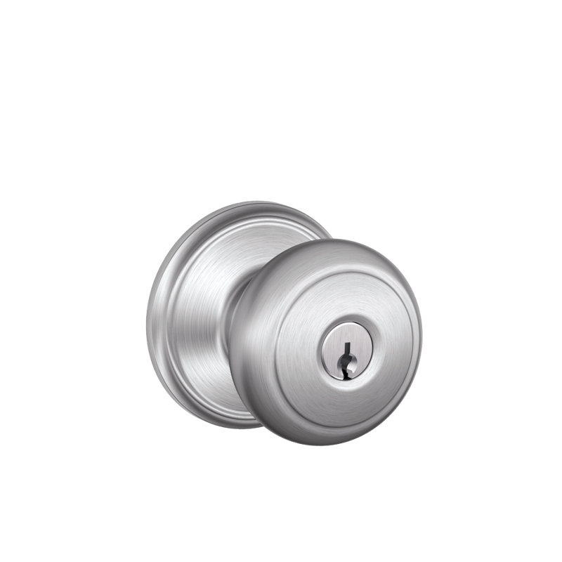 Bouton de porte à clé Andover, Chrome satiné