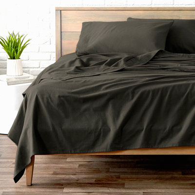 VelvetLux Cotton Flannel Sheet Set - Ultra Soft Heavyweight Double Brushed Flannel - Deep Pocket Fitted Sheets - Grey - Cozy Bedding Essentials