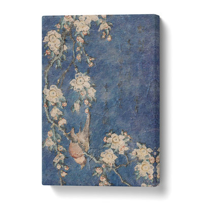 Bullfinch And Weeping Cherry Blossoms by Katsushika Hokusai - Wrapped Canvas Painting