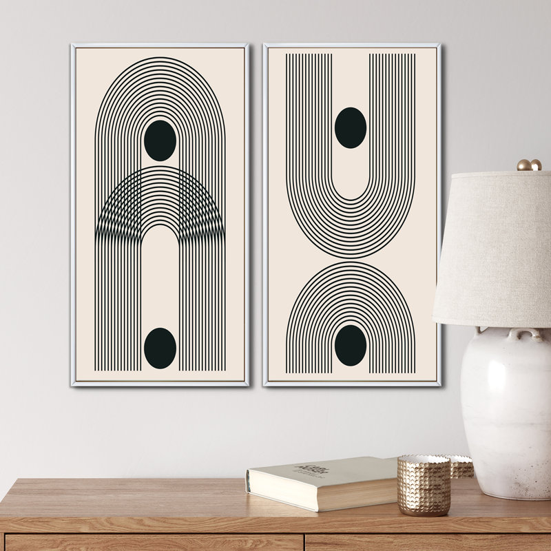 Ensemble de peinture Minimal Late 20S, H 32 po x l 32 po x P 1 po, Cadre blanc
